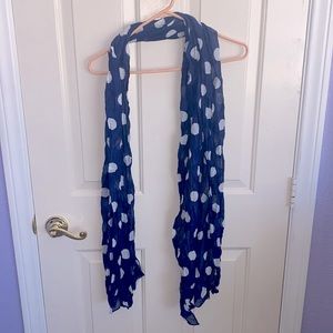 Blue and white polka dot scarf